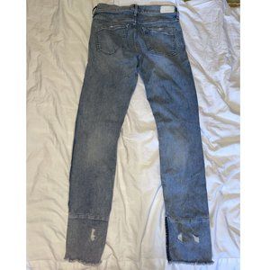 Express Cropped Skinny Jean Distress Destroyed Size 2 Blue Mid Rise